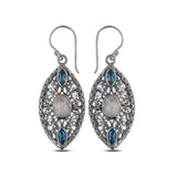 Marquise Shape Silver Earrings