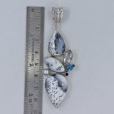 Dendritic Opal & Multi Stone Silver Pendant