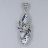 Dendritic Opal & Multi Stone Silver Pendant