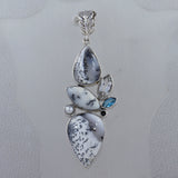 Dendritic Opal & Multi Stone Silver Pendant