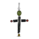 Multi Tourmaline Pencil Cross Pendant