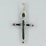 Multi Tourmaline Pencil Cross Pendant