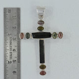 Multi Tourmaline Pencil Cross Pendant