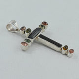 Multi Tourmaline Pencil Cross Pendant