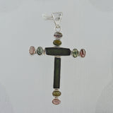 Multi Tourmaline Pencil Cross Pendant