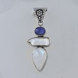 Rainbow Moonstone Silver Pendant