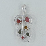 Tourmaline Leaf Silver Pendant