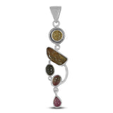 Multi Tourmaline 925 Silver Pendant