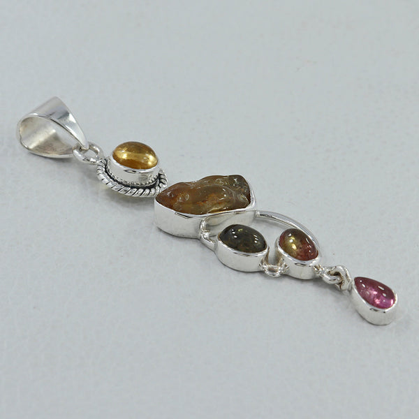 925 Silver Multi Tourmaline Pendants