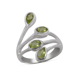 Natural Peridot Silver Rings