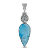 925 Silver Larimar & Crystal Pendant