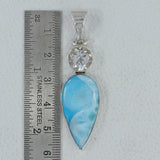 925 Silver Larimar & Crystal Pendant