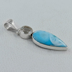925 Silver Larimar & Crystal Pendants
