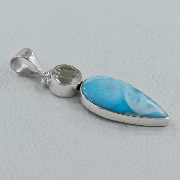 925 Silver Larimar & Crystal Pendants