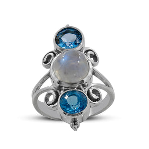 Rainbow Moonstone Silver Ring
