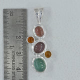 Multi Tourmaline Silver Pendant