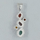 Multi Tourmaline Silver Pendant