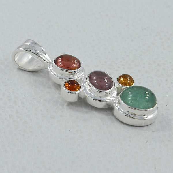 Multi Tourmaline Silver Pendants