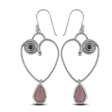 Pink Opal Silver Earrings