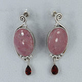 Natural Pink Rhodonite Silver Earrings