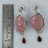 Natural Pink Rhodonite Silver Earrings