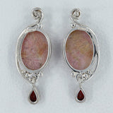 Natural Pink Rhodonite Silver Earrings