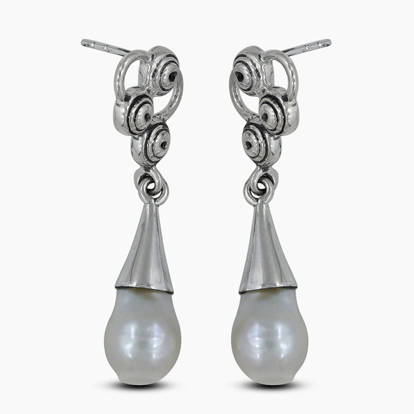 Pearl Drop Silver Earrings