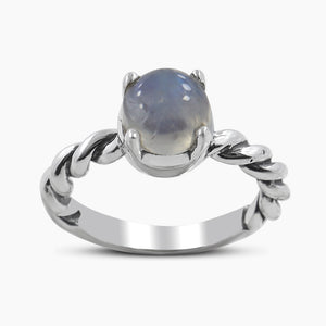 Rainbow Moonstone Silver Rings