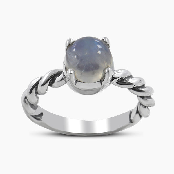 Rainbow Moonstone Silver Rings