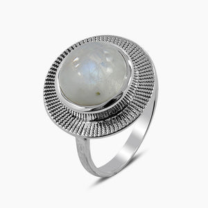 Rainbow Moonstone Sterling Silver Rings