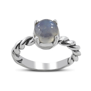 Rainbow Moonstone Silver Ring