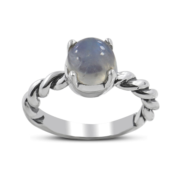 Rainbow Moonstone Silver Ring