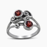 Natural Garnet Silver Rings