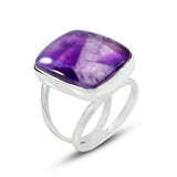 Amethyst Crystal Quartz Silver Ring