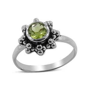 Natural Peridot Sterling Silver Rings