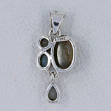 Labradorite, Green Amethyst, Blue Topaz Silver Pendant