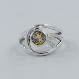 Natural Citrine Gemstone Silver Rings