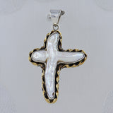 925 Sterling Silver Pearl Cross Pendants