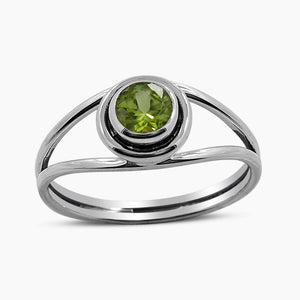 Natural Peridot Silver Rings