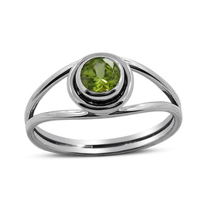 Natural Peridot Silver Rings