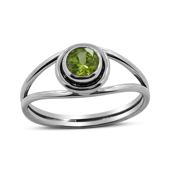 Natural Peridot Silver Rings