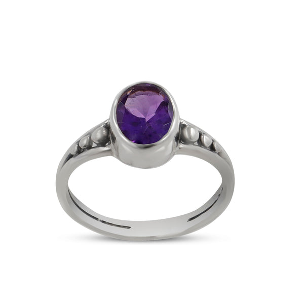 Natural Amethyst Silver Ring