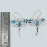 Dragonfly Blue Topaz Silver Earrings