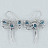 Dragonfly Blue Topaz Silver Earrings