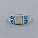 Rainbow Moonstone Silver Ring