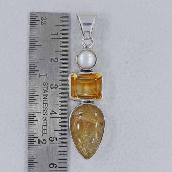 925 Silver Rutilated Quartz Pendants