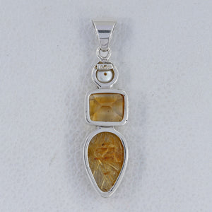 925 Silver Rutilated Quartz Pendants