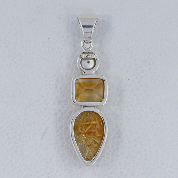 925 Silver Rutilated Quartz Pendants