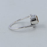 Citrine Gemstone Bypass Sterling Silver Ring