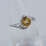 Citrine Gemstone Bypass Sterling Silver Ring